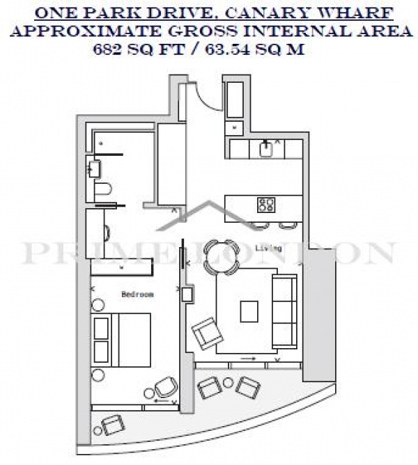 Floor Plan Image for 1 Bedroom Apartment for Sale in One Park Drive, Canary Wharf, London