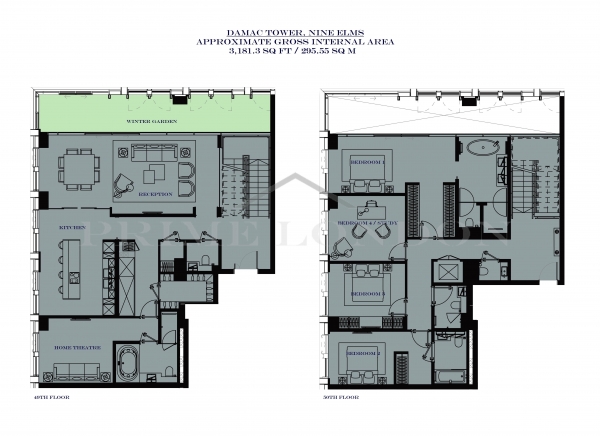 Floor Plan Image for 4 Bedroom Penthouse for Sale in Damac Tower, Nine Elms, London