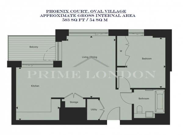 Floor Plan Image for 1 Bedroom Apartment for Sale in Phoenix Court, Kennington Lane, Oval Village