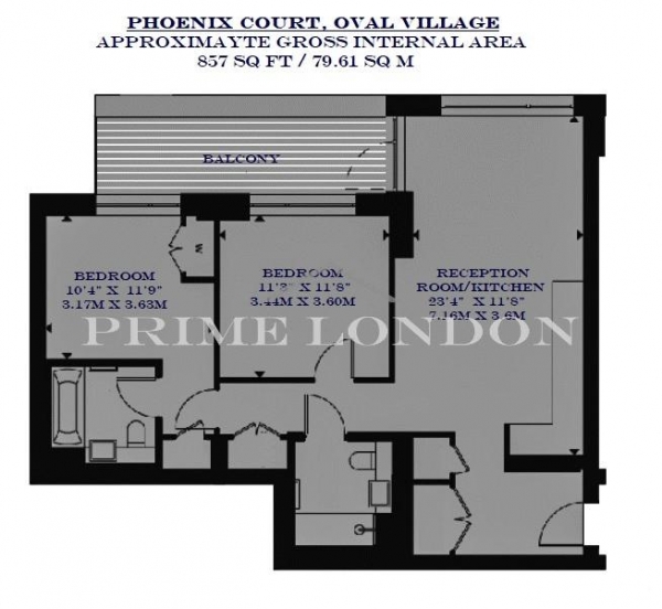 Floor Plan Image for 2 Bedroom Apartment for Sale in Phoenix Court, Kennington Lane, Oval Village