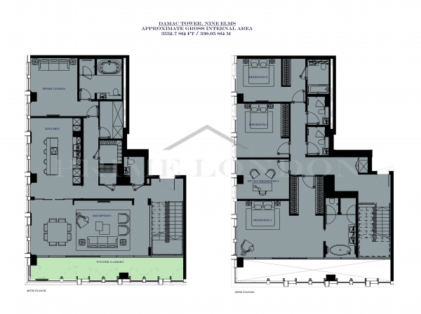 Floor Plan Image for 4 Bedroom Penthouse for Sale in Damac Tower, Nine Elms, London