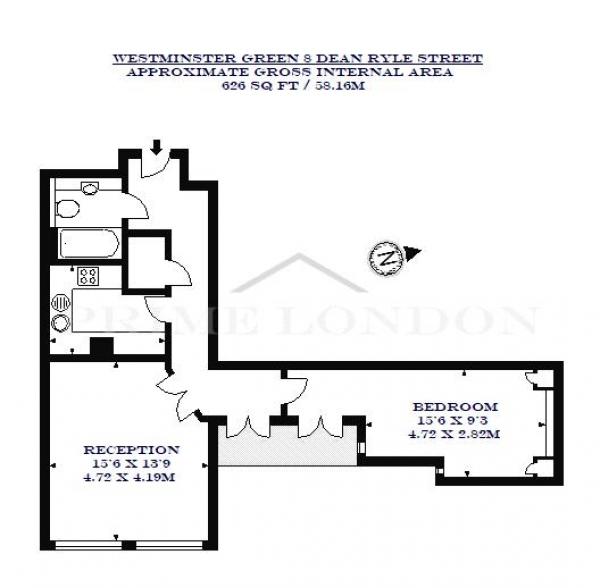 Floor Plan Image for 1 Bedroom Apartment to Rent in Westminster Green, Westminster, London