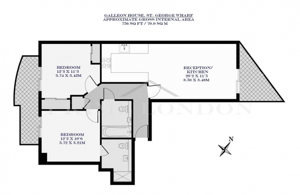 Floor Plan Image for 2 Bedroom Apartment to Rent in Galleon House, St. George Wharf, London