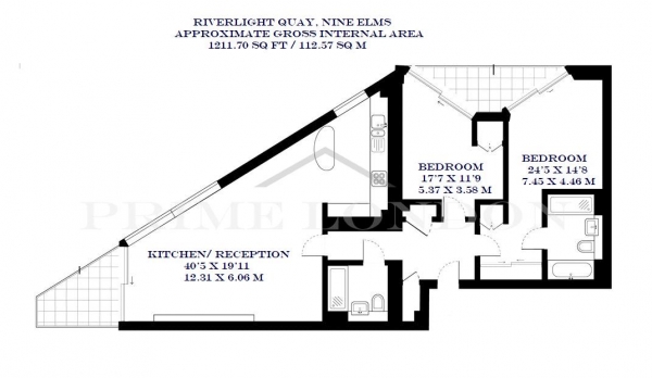 Floor Plan Image for 2 Bedroom Apartment for Sale in One Riverlight Quay, Nine Elms, London