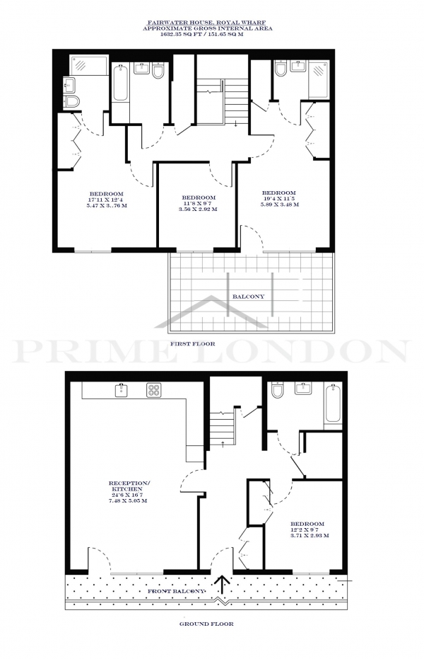 Floor Plan Image for 4 Bedroom Duplex to Rent in Fairwater House, Royal Wharf, London