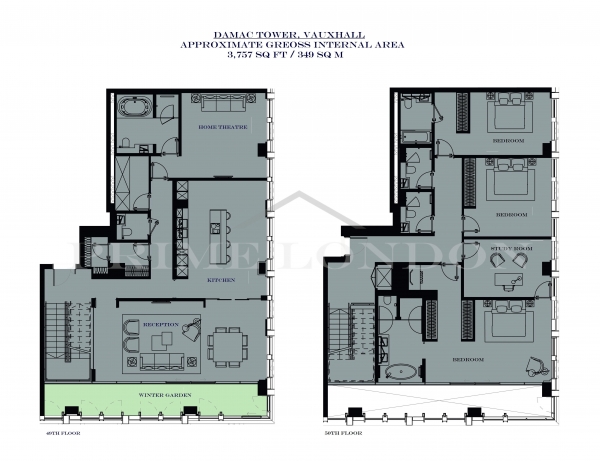 Floor Plan Image for 4 Bedroom Penthouse for Sale in Damac Tower, Nine Elms, London