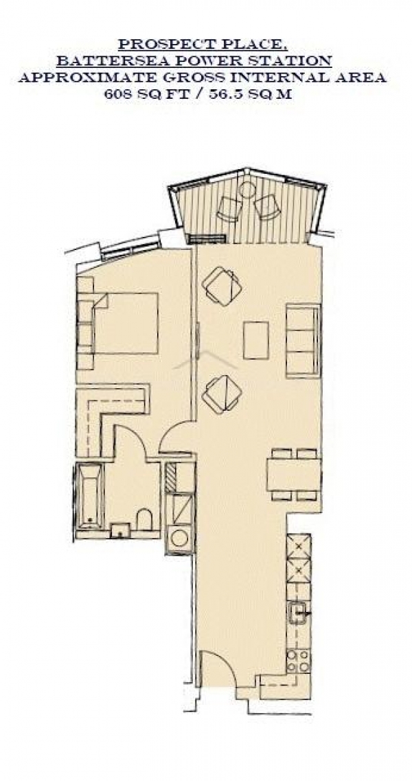 Floor Plan Image for 1 Bedroom Apartment for Sale in Prospect Place, Battersea Power Station, London