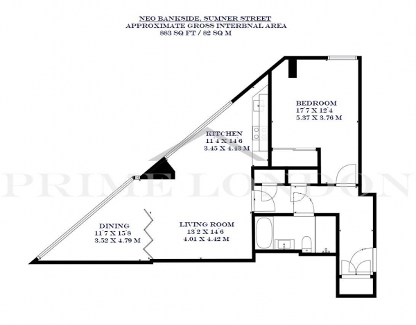 Floor Plan Image for 1 Bedroom Apartment for Sale in NEO Bankside, Sumner Street, Bankside