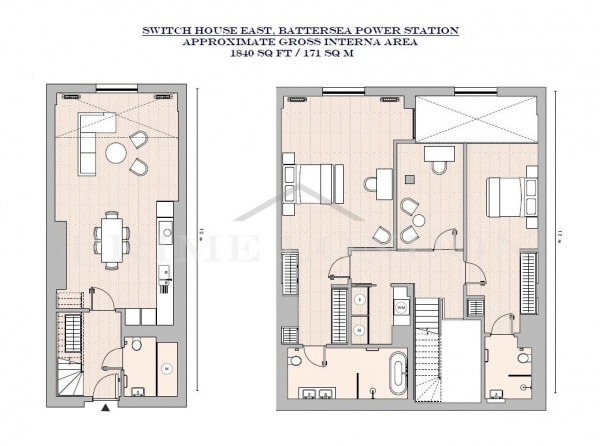 Floor Plan Image for 2 Bedroom Duplex for Sale in Switch House East, Battersea Power Station, Nine Elms