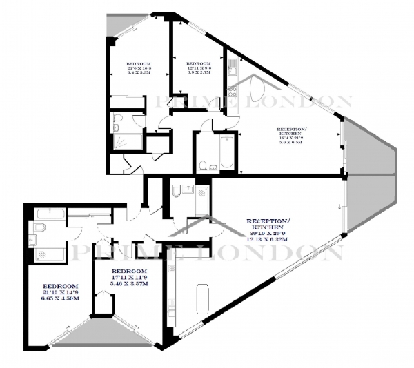 Floor Plan Image for 4 Bedroom Apartment for Sale in One Riverlight Quay, Nine Elms, London