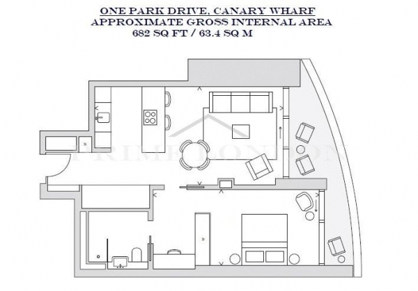 Floor Plan Image for 1 Bedroom Apartment for Sale in One Park Drive, Canary Wharf, London