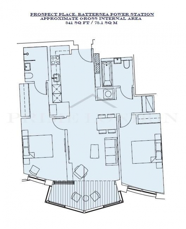 Floor Plan Image for 2 Bedroom Apartment for Sale in Prospect Place, Battersea Power Station, London