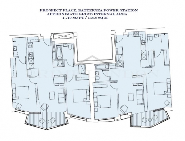 Floor Plan Image for 4 Bedroom Apartment for Sale in Prospect Place, Battersea Power Station, London