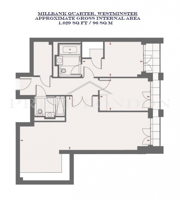 Floor Plan Image for 2 Bedroom Apartment to Rent in Millbank Quarter, 9 Millbank, Westminster