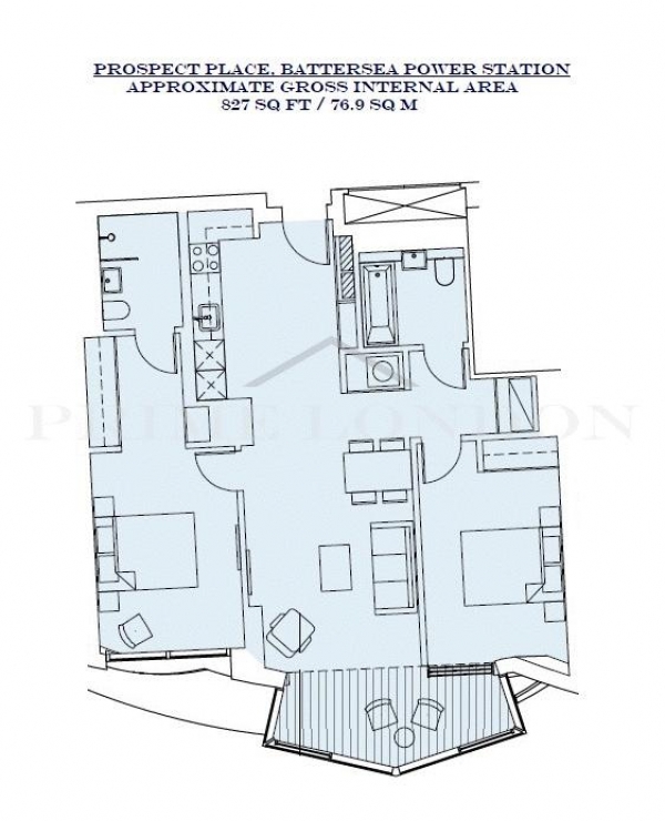 Floor Plan Image for 2 Bedroom Apartment for Sale in Prospect Place, Battersea Power Station, London