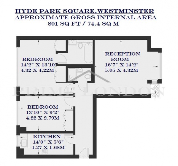 Floor Plan Image for 2 Bedroom Apartment for Sale in 1 Hyde Park Square, Marble Arch, London