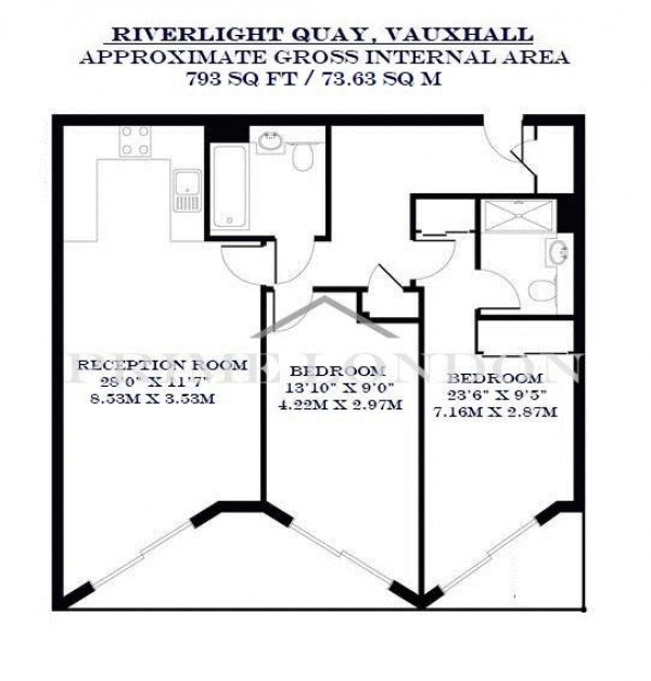 Floor Plan Image for 2 Bedroom Apartment for Sale in Three Riverlight Quay, Nine Elms, London