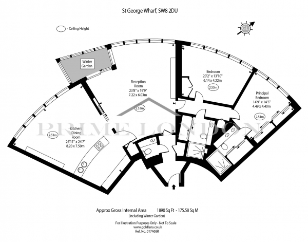 Floor Plan Image for 2 Bedroom Apartment for Sale in The Tower, One St George Wharf, London