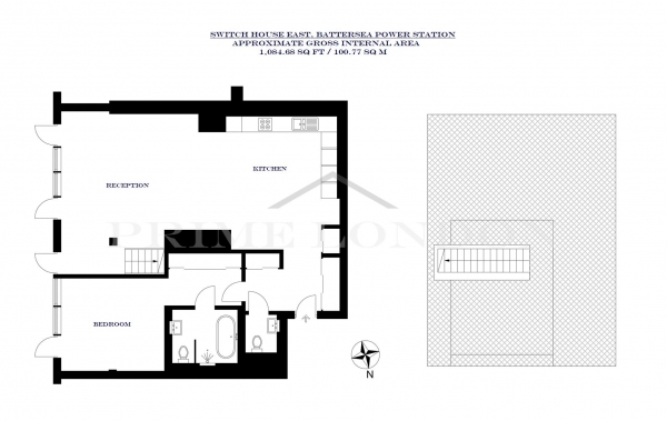 Floor Plan Image for 1 Bedroom Penthouse to Rent in Switch House East, Battersea Power Station, London