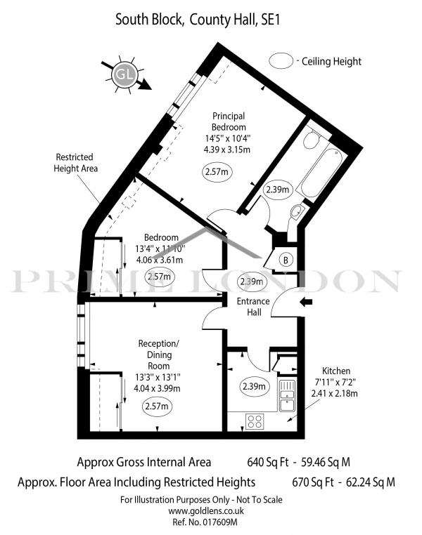 Floor Plan Image for 2 Bedroom Apartment for Sale in South Block, County Hall Apartments, South Bank