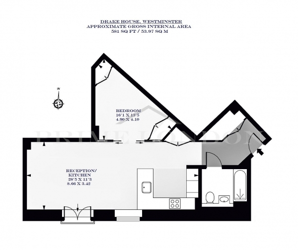 Floor Plan Image for 1 Bedroom Apartment for Sale in Drake House, 76 Marsham Street, Westminster