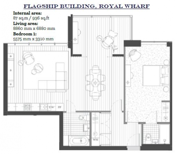 Floor Plan Image for 2 Bedroom Apartment for Sale in Flagship House, Royal Wharf, London