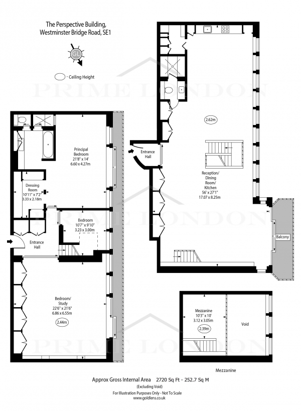 Floor Plan Image for 3 Bedroom Penthouse for Sale in The Perspective Building, 100 Westminster Bridge Road, Waterloo