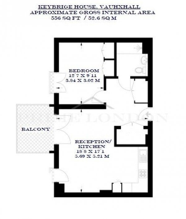 Floor Plan Image for 1 Bedroom Apartment to Rent in Keybridge House, Vauxhall, London