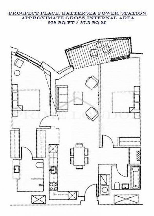 Floor Plan Image for 2 Bedroom Apartment for Sale in Wilshire House, Battersea Power Station, London