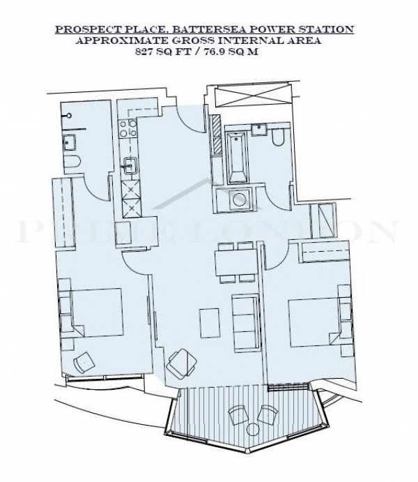 Floor Plan Image for 2 Bedroom Apartment for Sale in Pico House, Battersea Power Station, London