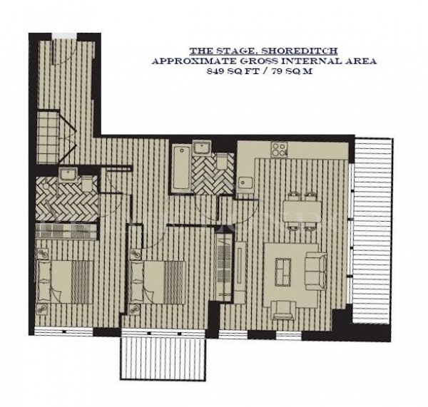 Floor Plan Image for 2 Bedroom Apartment for Sale in The Stage, Shoreditch, London