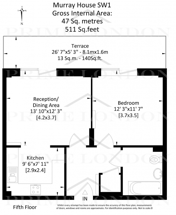 Floor Plan Image for 1 Bedroom Apartment for Sale in Murray House, 3 Vandon Street, London