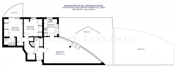 Floor Plan Image for 2 Bedroom Apartment for Sale in Drake House, St George Wharf, London