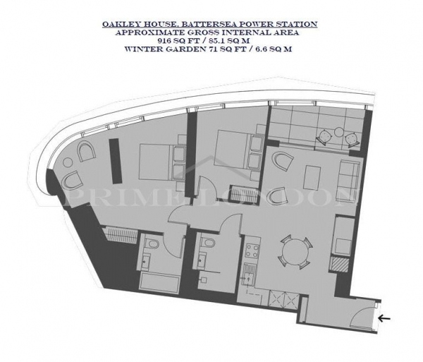 Floor Plan Image for 2 Bedroom Apartment for Sale in Oakley House, Battersea Power Station, London