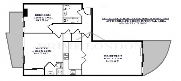 Floor Plan Image for 2 Bedroom Apartment for Sale in Fountain House, St George Wharf, London