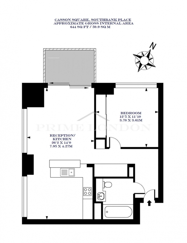 Floor Plan Image for 1 Bedroom Apartment for Sale in Thirty Casson Square, Southbank Place, Waterloo