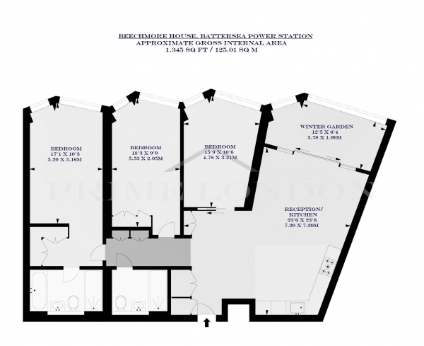 Floor Plan Image for 3 Bedroom Apartment for Sale in Beechmore House, Battersea Power Station, London