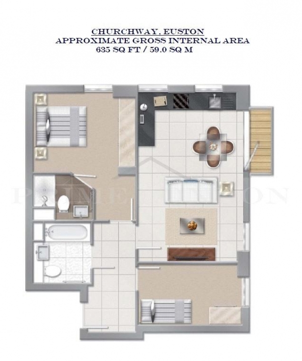 Floor Plan Image for 2 Bedroom Apartment to Rent in 36 Churchway, Euston, London