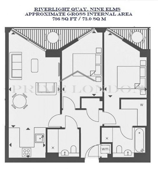 Floor Plan Image for 2 Bedroom Apartment to Rent in One Riverlight Quay, Nine Elms, London