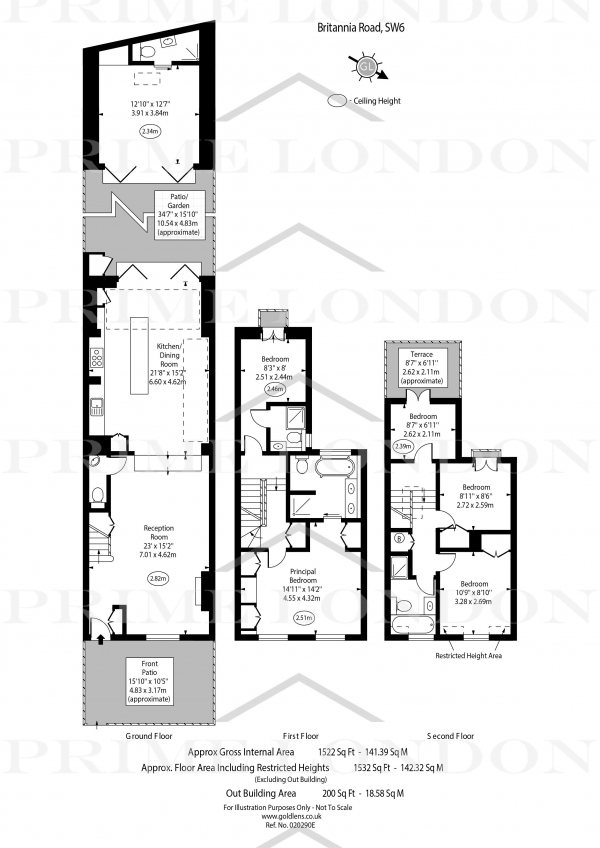 Floor Plan Image for 5 Bedroom Town House to Rent in Britannia Road, Fulham, London