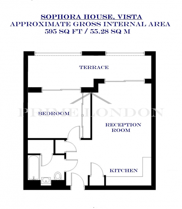 Floor Plan Image for 1 Bedroom Apartment to Rent in Sophora House, Vista Chelsea Bridge Wharf, London