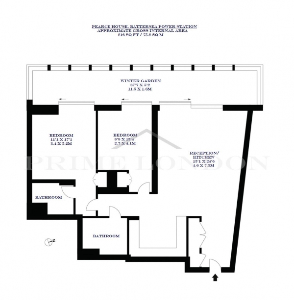 Floor Plan Image for 2 Bedroom Apartment for Sale in Pearce House, Battersea Power Station, London