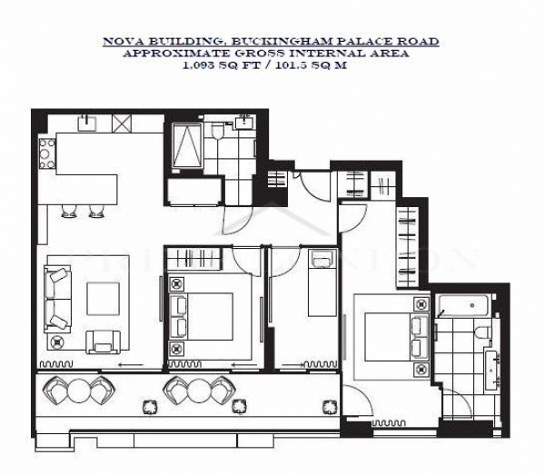 Floor Plan Image for 3 Bedroom Apartment to Rent in Nova Building, 87 Buckingham Palace Road, Victoria