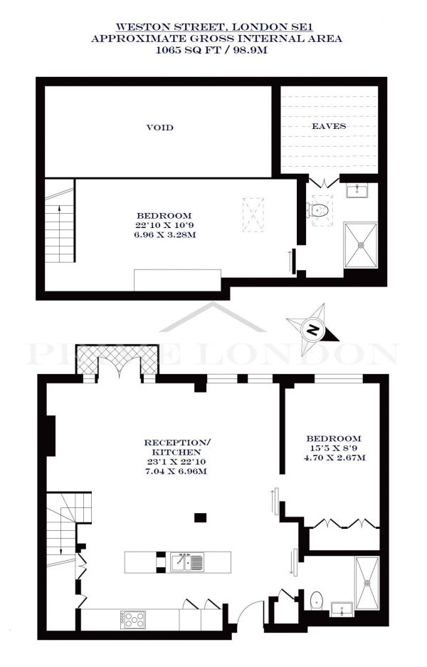 Floor Plan Image for 2 Bedroom Duplex for Sale in Weston Street, Bridgewalk Heights, London Bridge