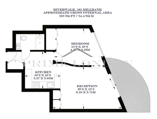 Floor Plan Image for 1 Bedroom Apartment for Sale in Riverwalk, 161 Millbank, Westminster