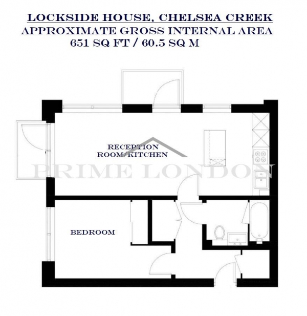 Floor Plan Image for 1 Bedroom Apartment to Rent in Lockside House, 3 Thurstan Street, Chelsea Creek