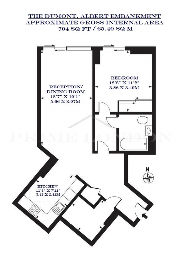 Floor Plan Image for 1 Bedroom Apartment for Sale in The Dumont, 27 Albert Embankment, London