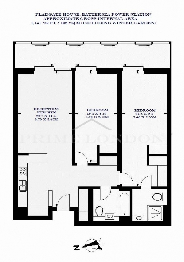 Floor Plan Image for 2 Bedroom Apartment for Sale in Fladgate House, Battersea Power Station, London