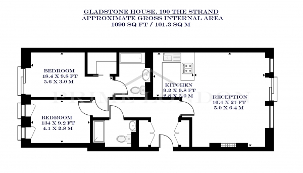 Floor Plan Image for 2 Bedroom Apartment for Sale in Gladstone House, 190 Strand, London