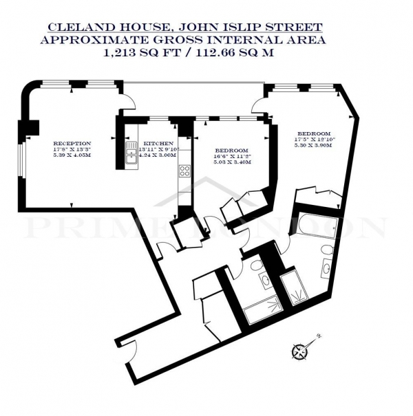 Floor Plan Image for 2 Bedroom Apartment to Rent in Cleland House, Westminster, London